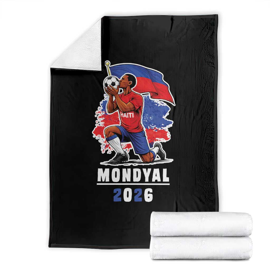 Mondyal 2026 Haiti Soccer Player Victory Celebration Graphic Throw Blanket Haitian Flag Football Sports Fan