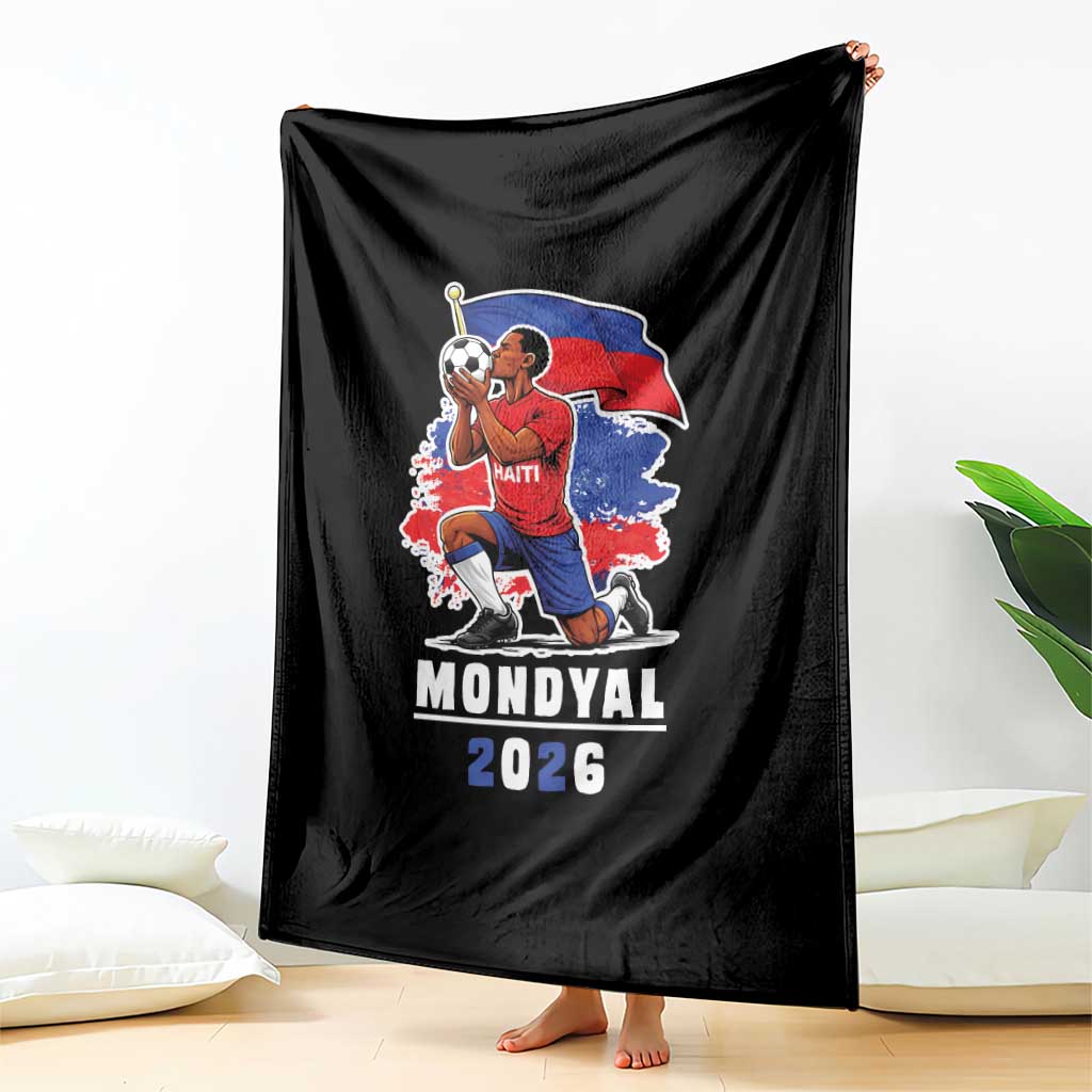 Mondyal 2026 Haiti Soccer Player Victory Celebration Graphic Throw Blanket Haitian Flag Football Sports Fan