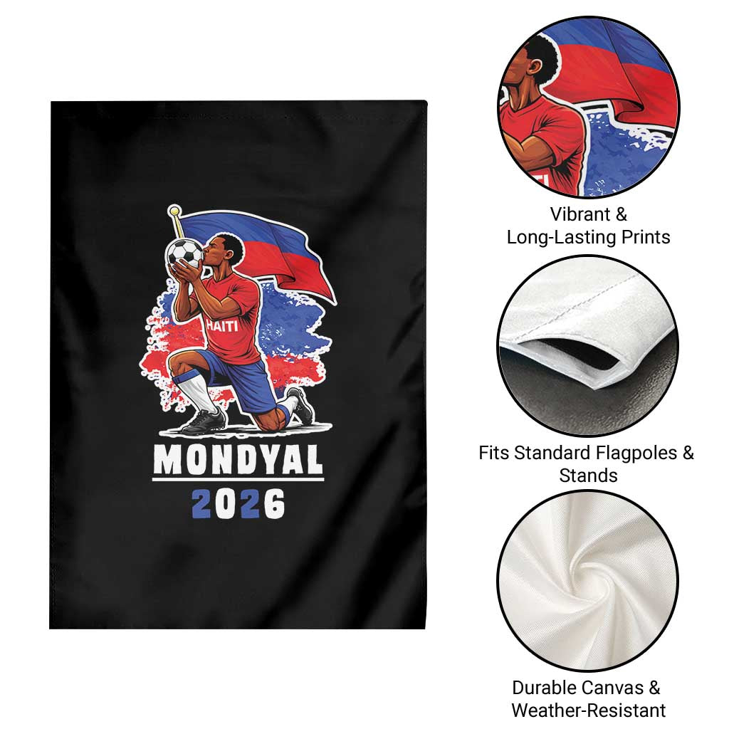 Mondyal 2026 Haiti Soccer Player Victory Celebration Graphic Garden Flag Haitian Flag Football Sports Fan