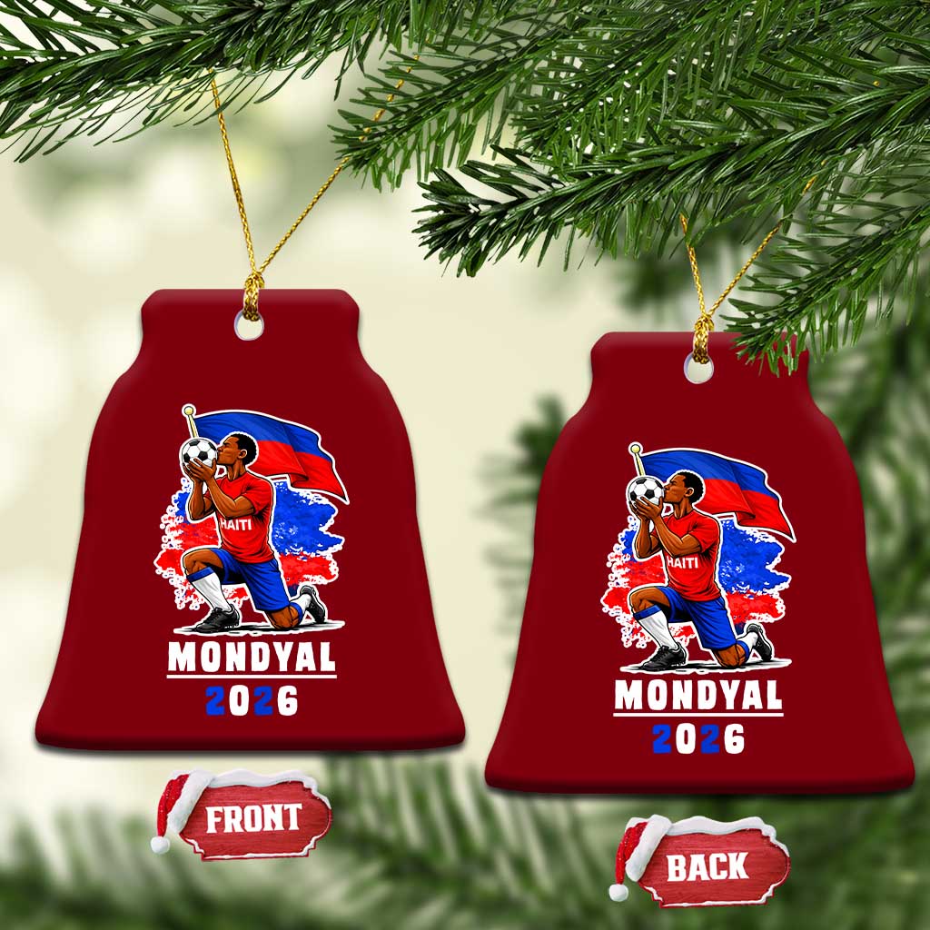 Mondyal 2026 Haiti Soccer Player Victory Celebration Graphic Ceramic Ornament Haitian Flag Football Sports Fan