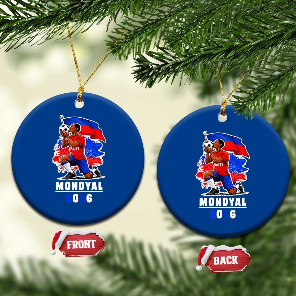 Mondyal 2026 Haiti Soccer Player Victory Celebration Graphic Ceramic Ornament Haitian Flag Football Sports Fan