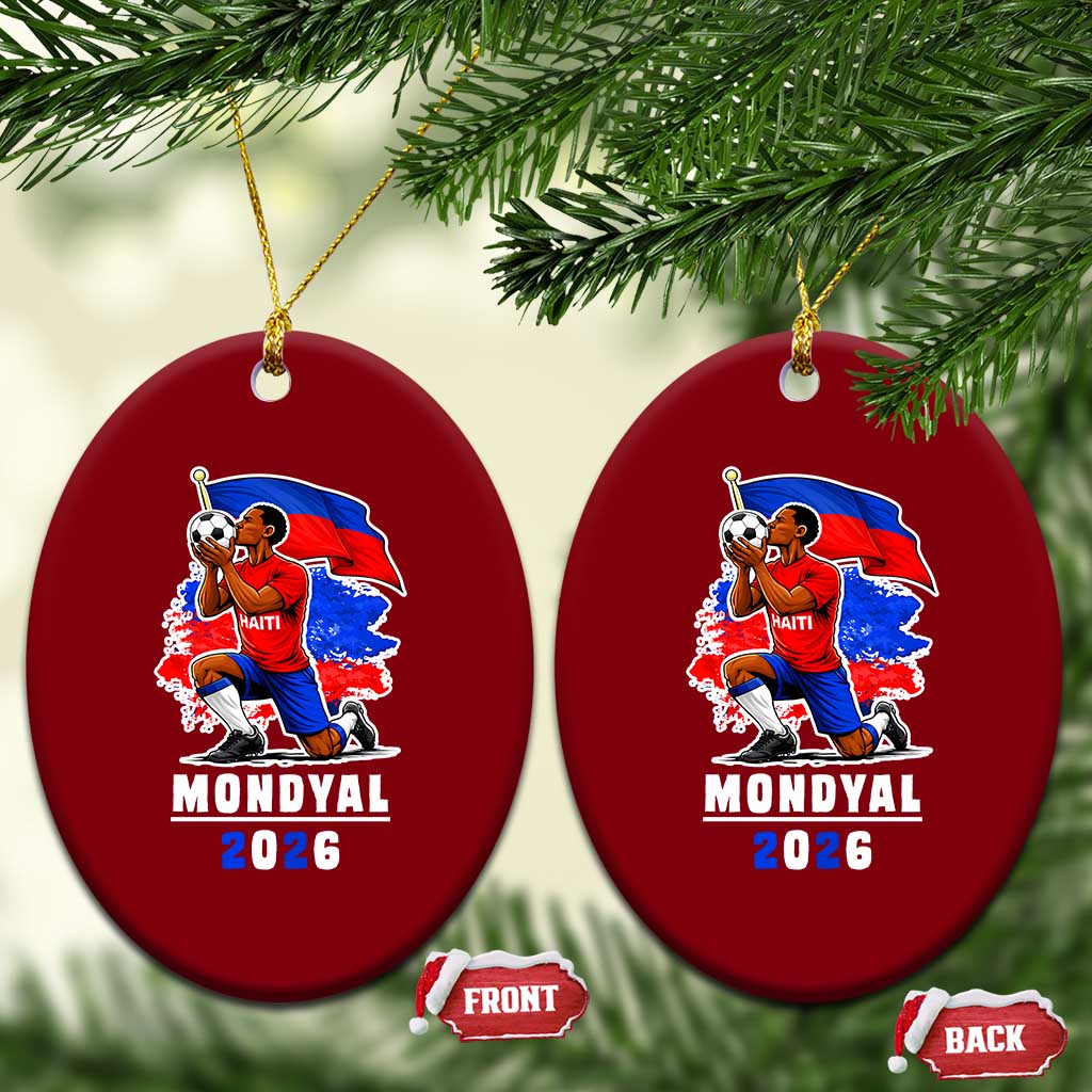 Mondyal 2026 Haiti Soccer Player Victory Celebration Graphic Ceramic Ornament Haitian Flag Football Sports Fan