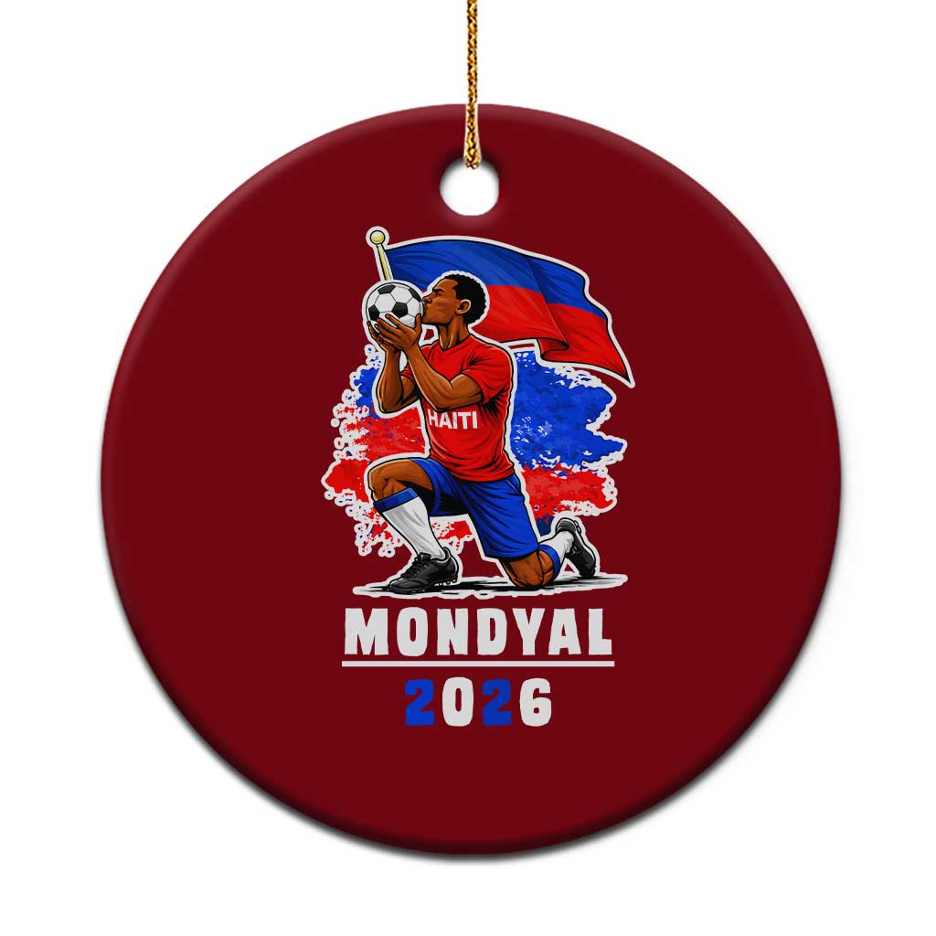 Mondyal 2026 Haiti Soccer Player Victory Celebration Graphic Ceramic Ornament Haitian Flag Football Sports Fan