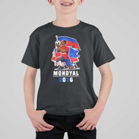 Mondyal 2026 Haiti Soccer Player Victory Celebration Graphic T Shirt For Kid Haitian Flag Football Sports Fan
