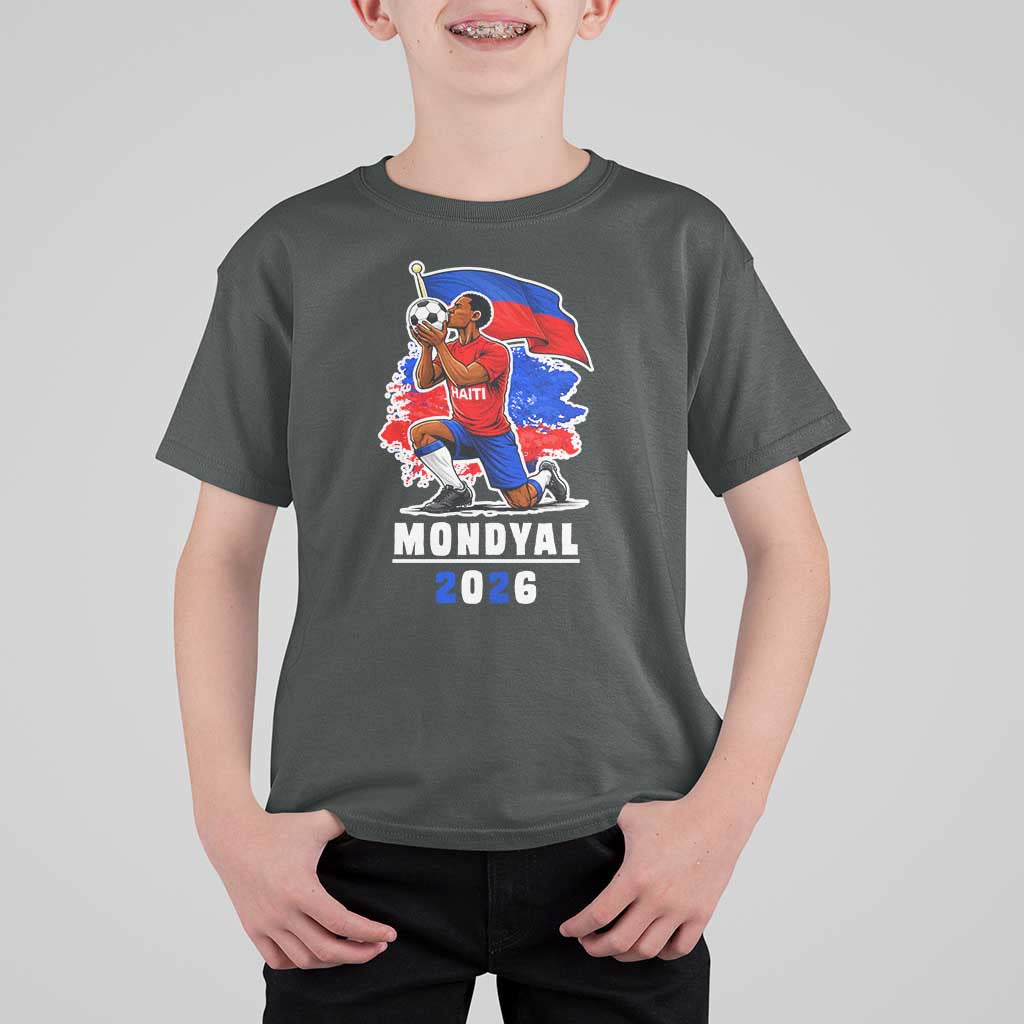 Mondyal 2026 Haiti Soccer Player Victory Celebration Graphic T Shirt For Kid Haitian Flag Football Sports Fan