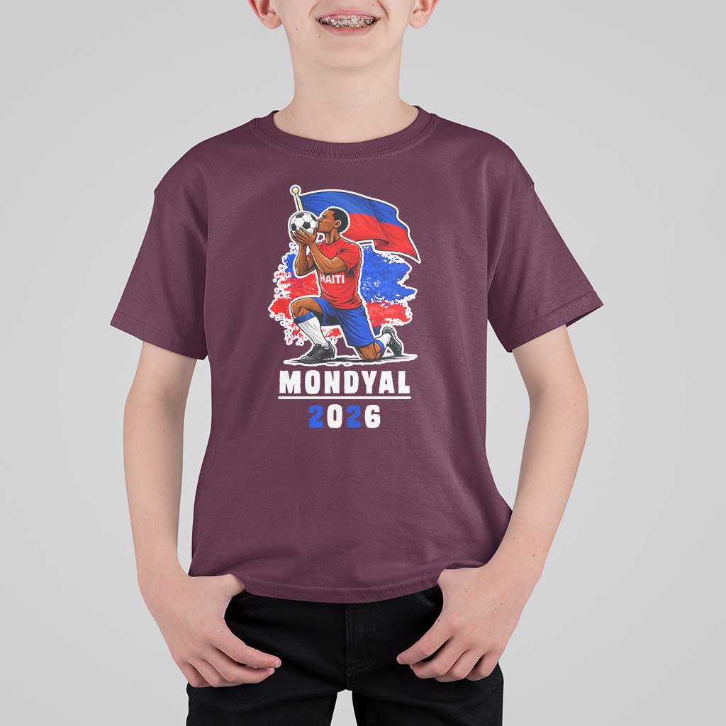 Mondyal 2026 Haiti Soccer Player Victory Celebration Graphic T Shirt For Kid Haitian Flag Football Sports Fan