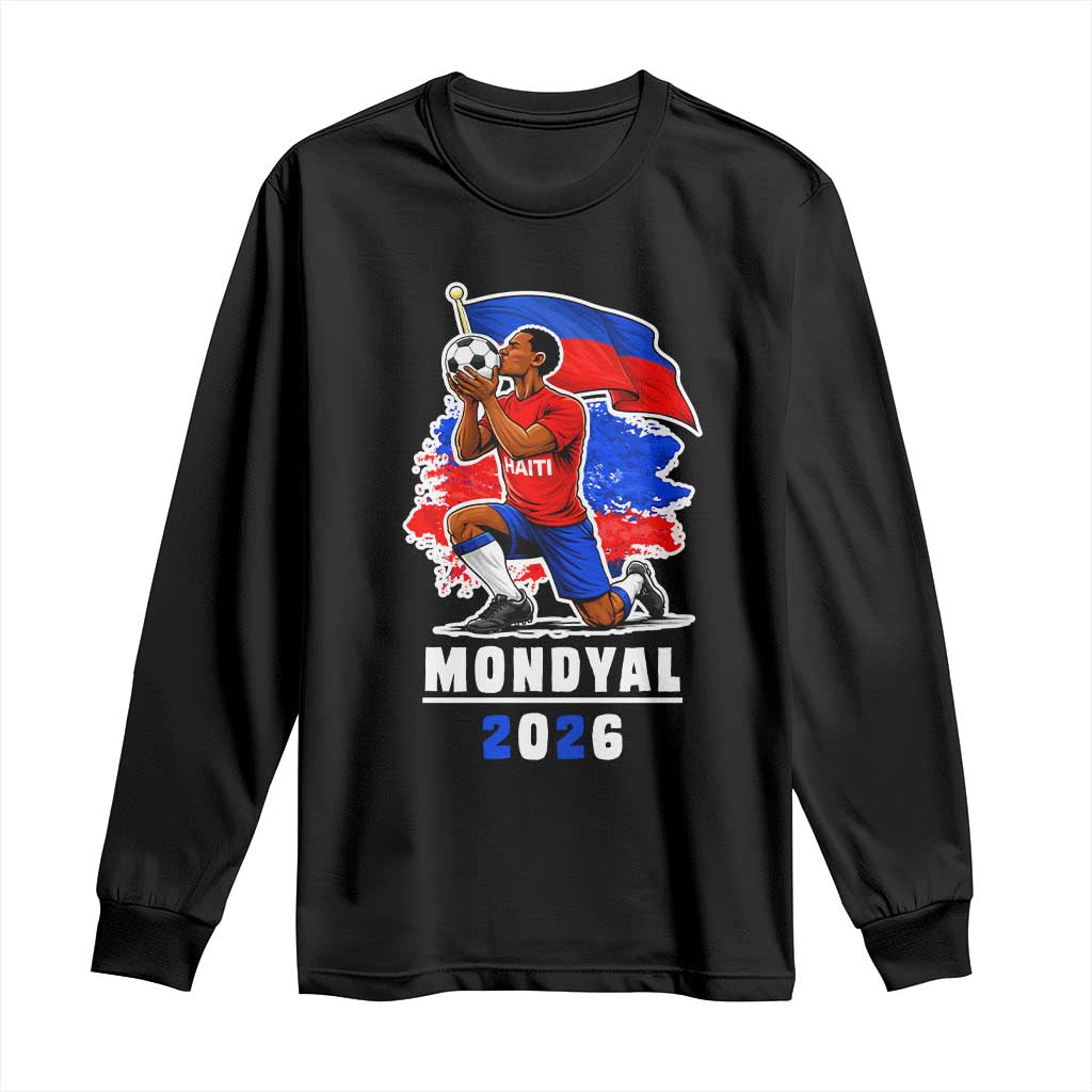Mondyal 2026 Haiti Soccer Player Victory Celebration Graphic Long Sleeve Shirt Haitian Flag Football Sports Fan