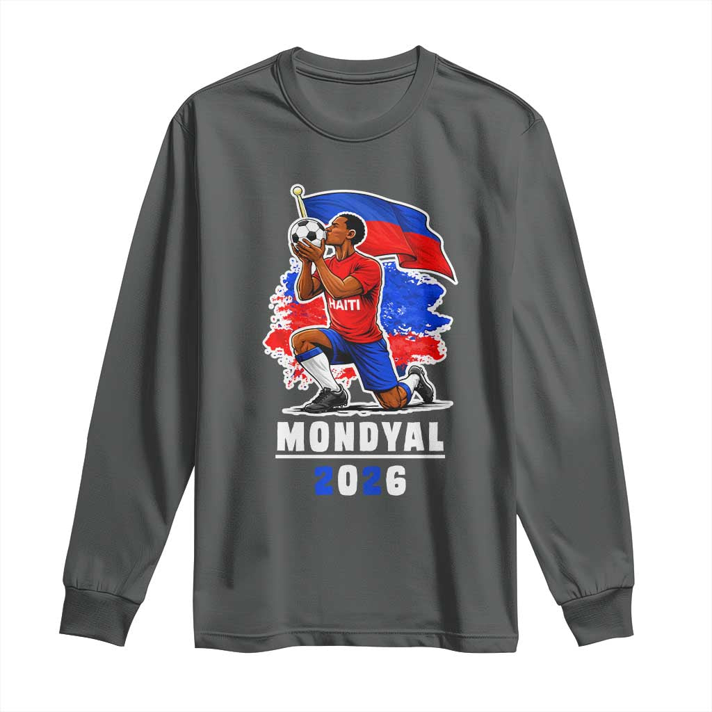 Mondyal 2026 Haiti Soccer Player Victory Celebration Graphic Long Sleeve Shirt Haitian Flag Football Sports Fan