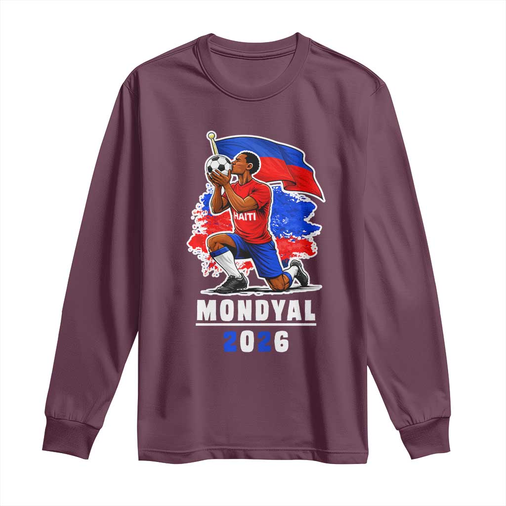 Mondyal 2026 Haiti Soccer Player Victory Celebration Graphic Long Sleeve Shirt Haitian Flag Football Sports Fan