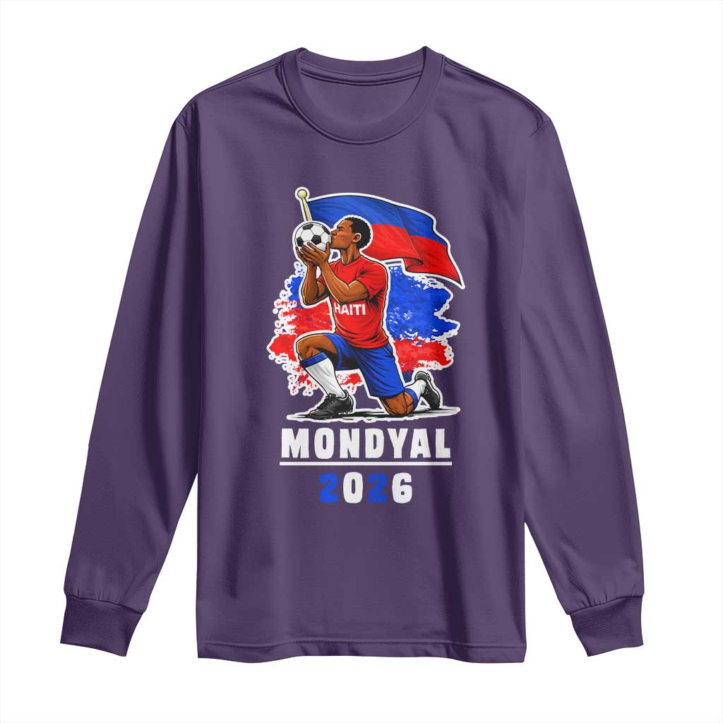 Mondyal 2026 Haiti Soccer Player Victory Celebration Graphic Long Sleeve Shirt Haitian Flag Football Sports Fan