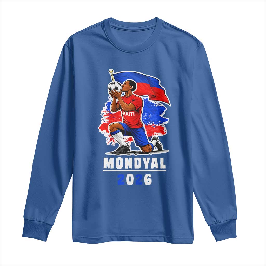 Mondyal 2026 Haiti Soccer Player Victory Celebration Graphic Long Sleeve Shirt Haitian Flag Football Sports Fan