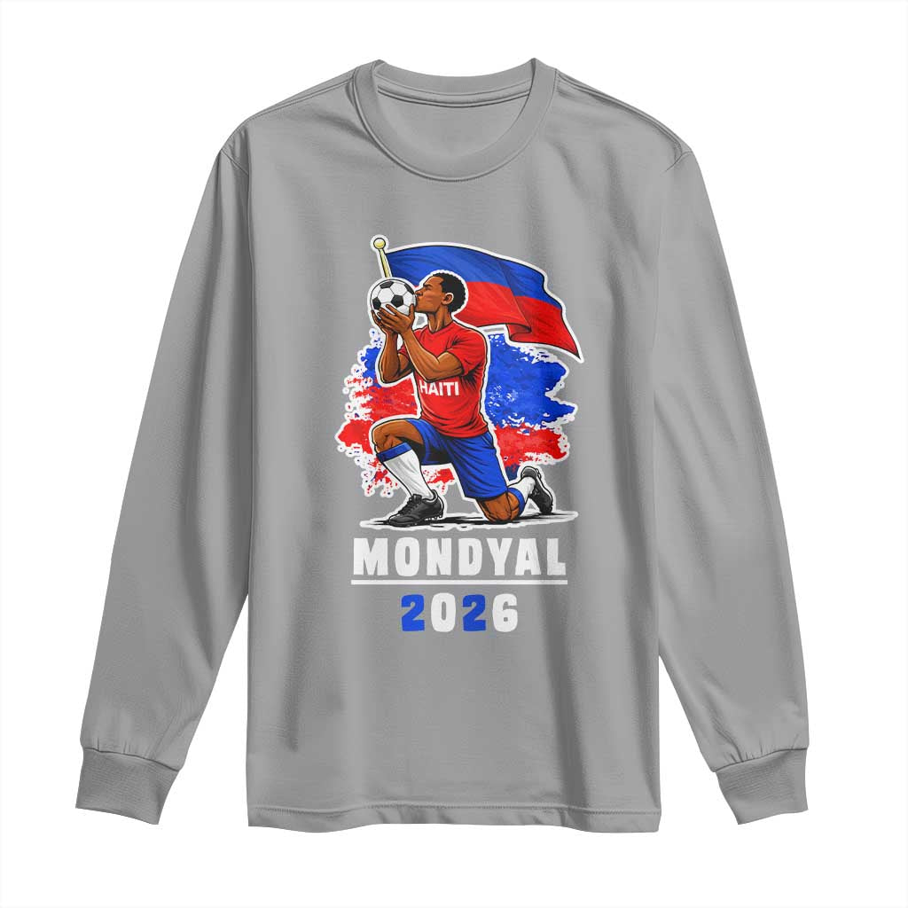 Mondyal 2026 Haiti Soccer Player Victory Celebration Graphic Long Sleeve Shirt Haitian Flag Football Sports Fan
