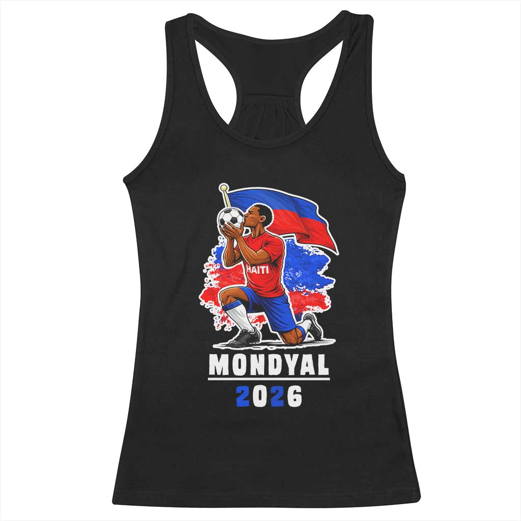 Mondyal 2026 Haiti Soccer Player Victory Celebration Graphic Racerback Tank Top Haitian Flag Football Sports Fan