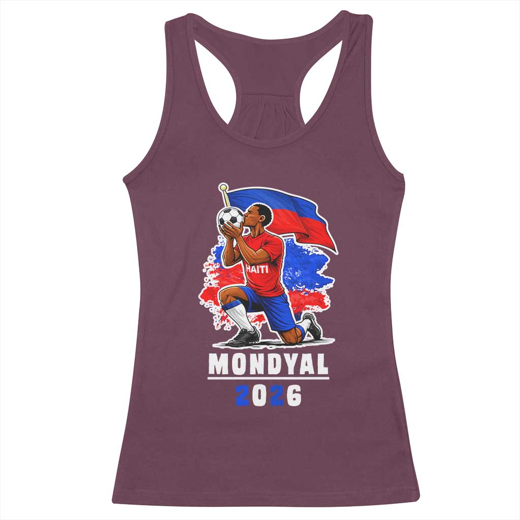 Mondyal 2026 Haiti Soccer Player Victory Celebration Graphic Racerback Tank Top Haitian Flag Football Sports Fan