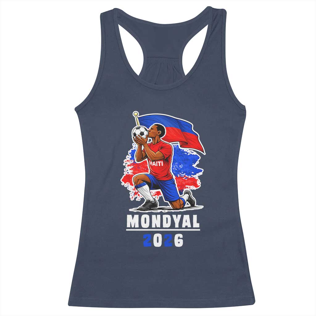Mondyal 2026 Haiti Soccer Player Victory Celebration Graphic Racerback Tank Top Haitian Flag Football Sports Fan
