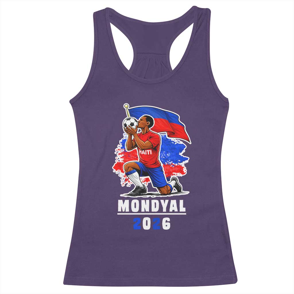 Mondyal 2026 Haiti Soccer Player Victory Celebration Graphic Racerback Tank Top Haitian Flag Football Sports Fan