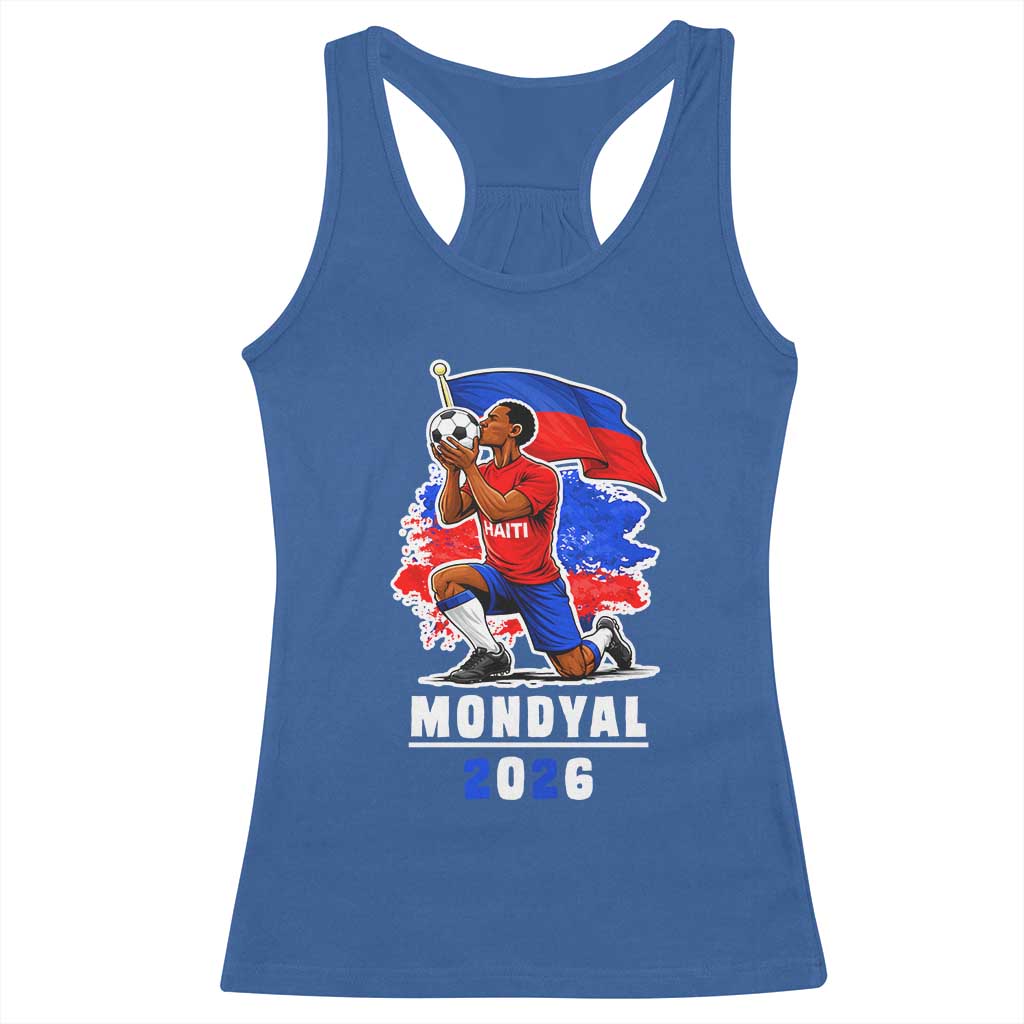Mondyal 2026 Haiti Soccer Player Victory Celebration Graphic Racerback Tank Top Haitian Flag Football Sports Fan