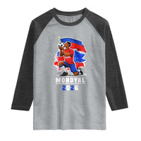 Mondyal 2026 Haiti Soccer Player Victory Celebration Graphic Raglan Shirt Haitian Flag Football Sports Fan