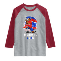 Mondyal 2026 Haiti Soccer Player Victory Celebration Graphic Raglan Shirt Haitian Flag Football Sports Fan