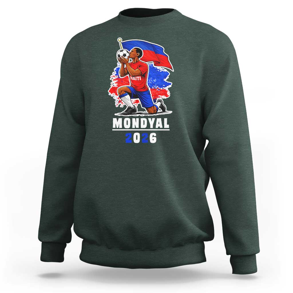 Mondyal 2026 Haiti Soccer Player Victory Celebration Graphic Sweatshirt Haitian Flag Football Sports Fan