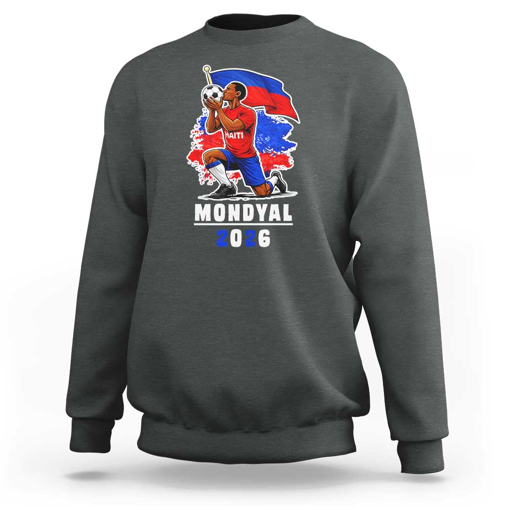 Mondyal 2026 Haiti Soccer Player Victory Celebration Graphic Sweatshirt Haitian Flag Football Sports Fan