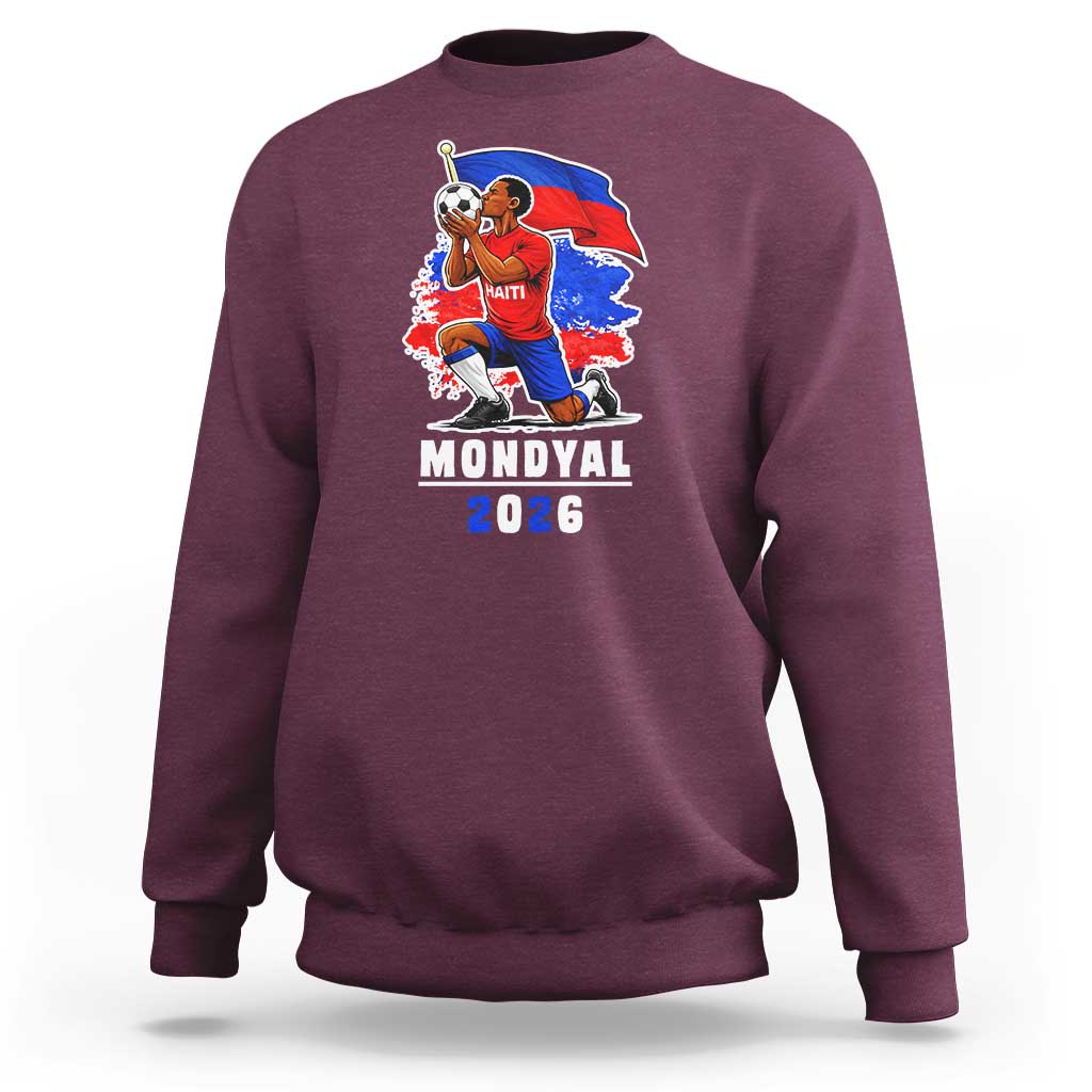 Mondyal 2026 Haiti Soccer Player Victory Celebration Graphic Sweatshirt Haitian Flag Football Sports Fan