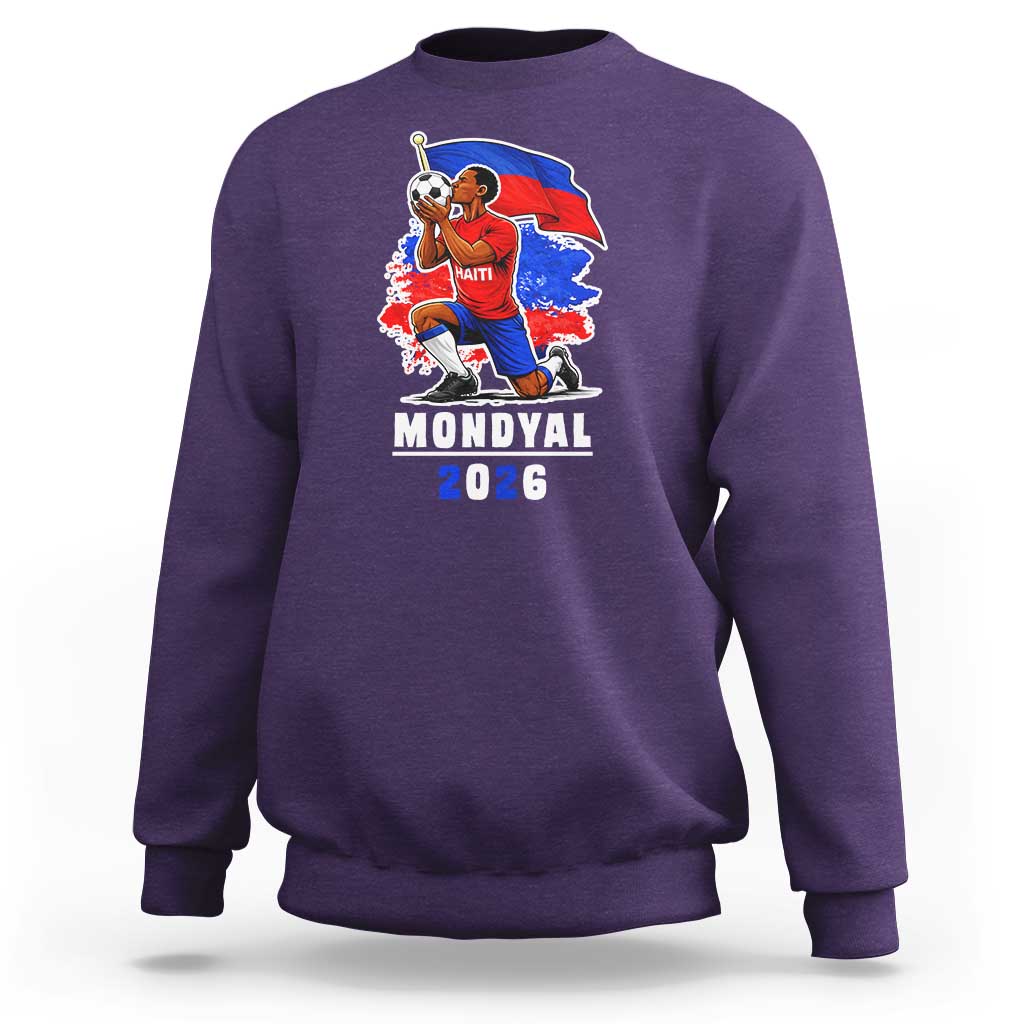 Mondyal 2026 Haiti Soccer Player Victory Celebration Graphic Sweatshirt Haitian Flag Football Sports Fan