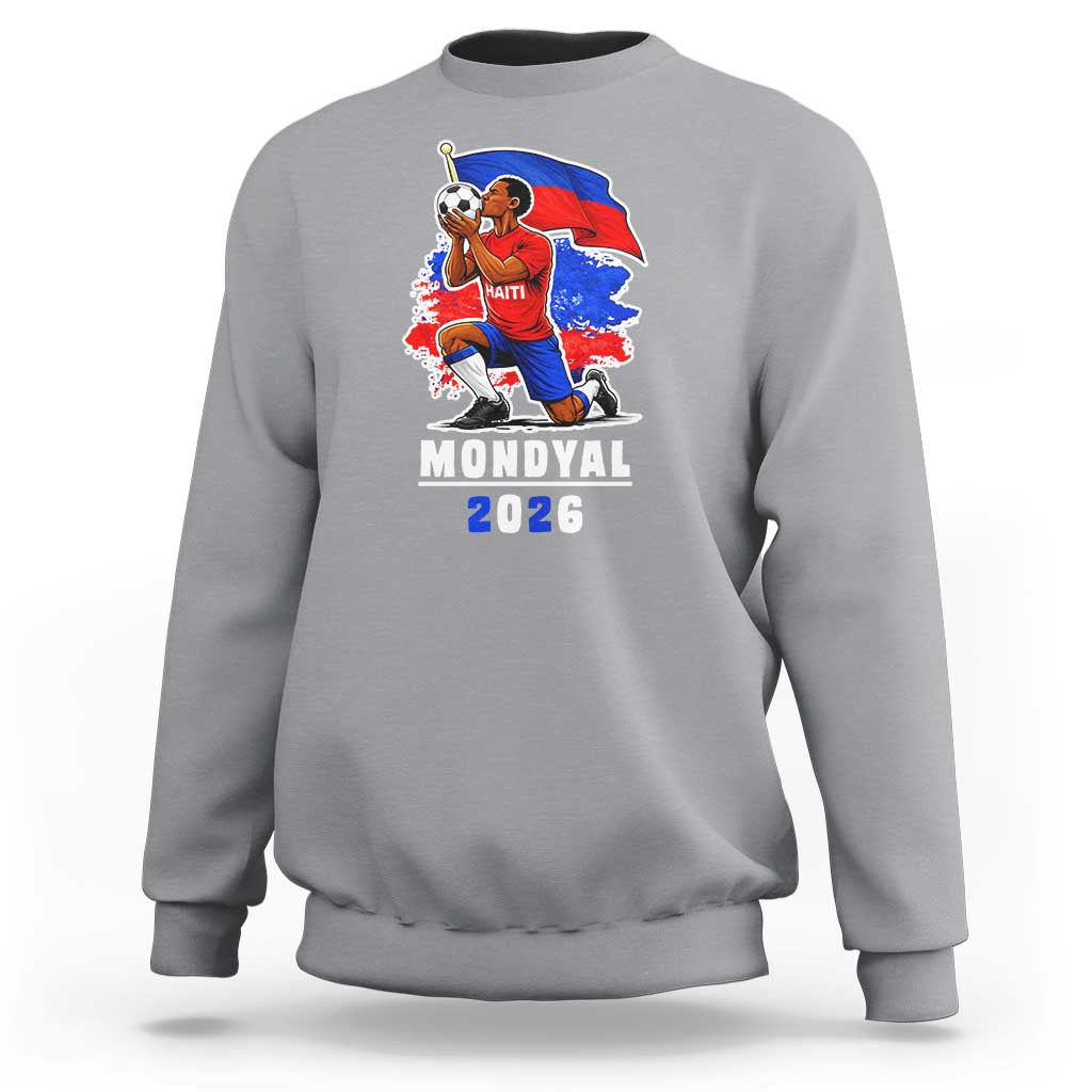Mondyal 2026 Haiti Soccer Player Victory Celebration Graphic Sweatshirt Haitian Flag Football Sports Fan