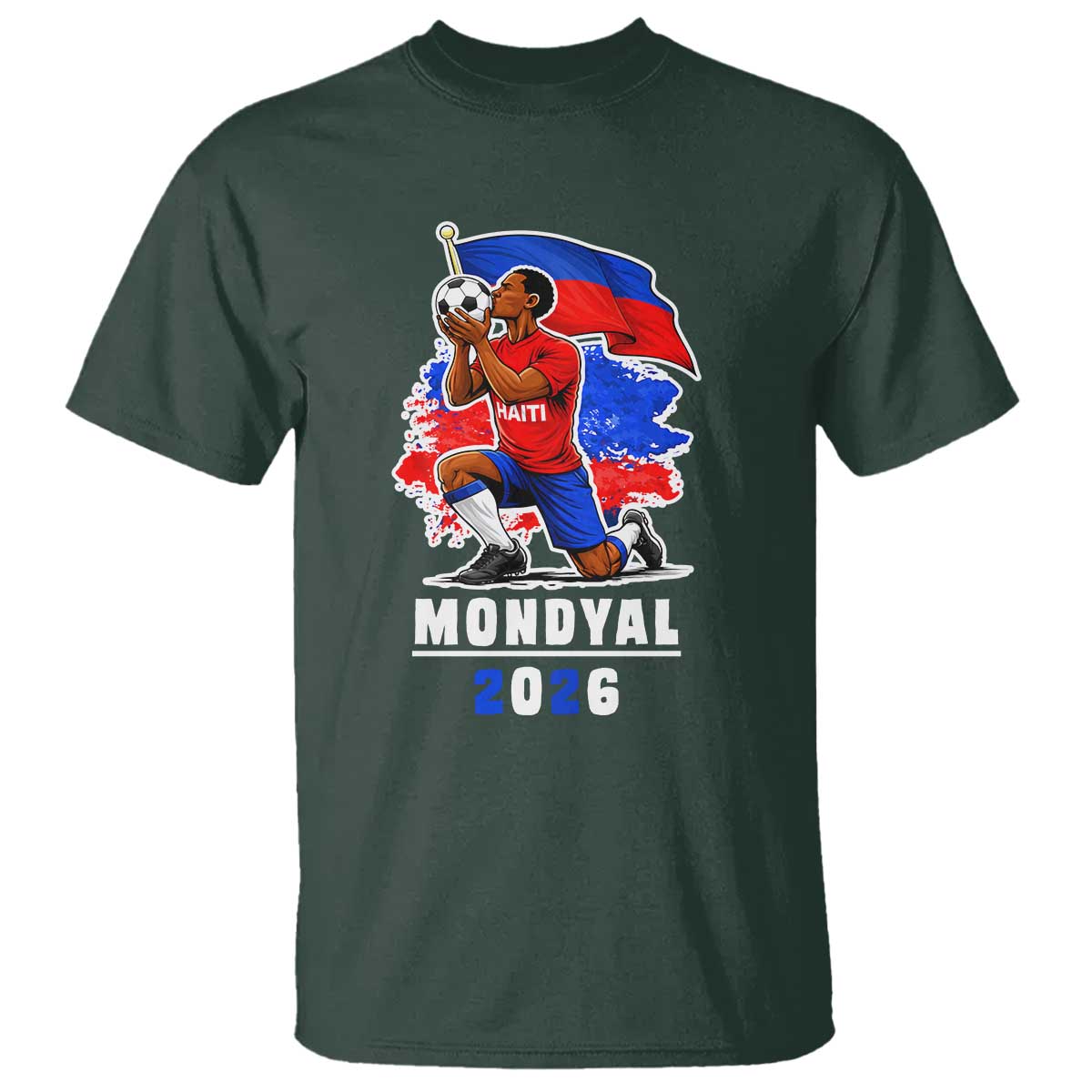 Mondyal 2026 Haiti Soccer Player Victory Celebration Graphic T Shirt Haitian Flag Football Sports Fan