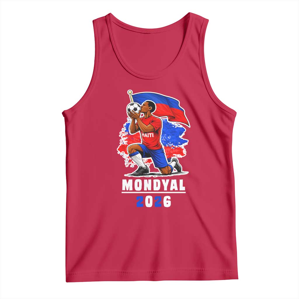 Mondyal 2026 Haiti Soccer Player Victory Celebration Graphic Tank Top Haitian Flag Football Sports Fan