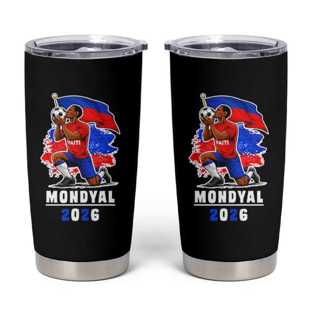 Mondyal 2026 Haiti Soccer Player Victory Celebration Graphic Tumbler Cup Haitian Flag Football Sports Fan