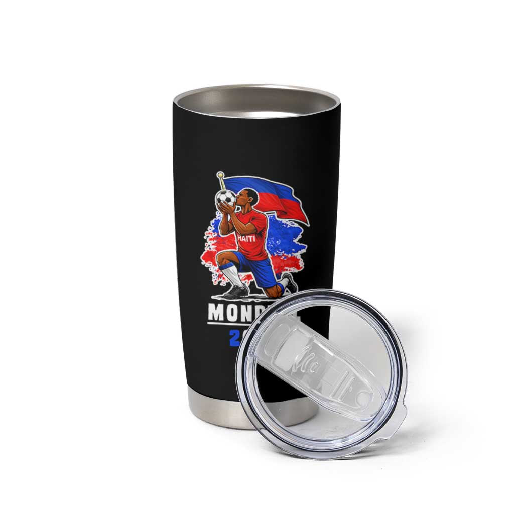 Mondyal 2026 Haiti Soccer Player Victory Celebration Graphic Tumbler Cup Haitian Flag Football Sports Fan