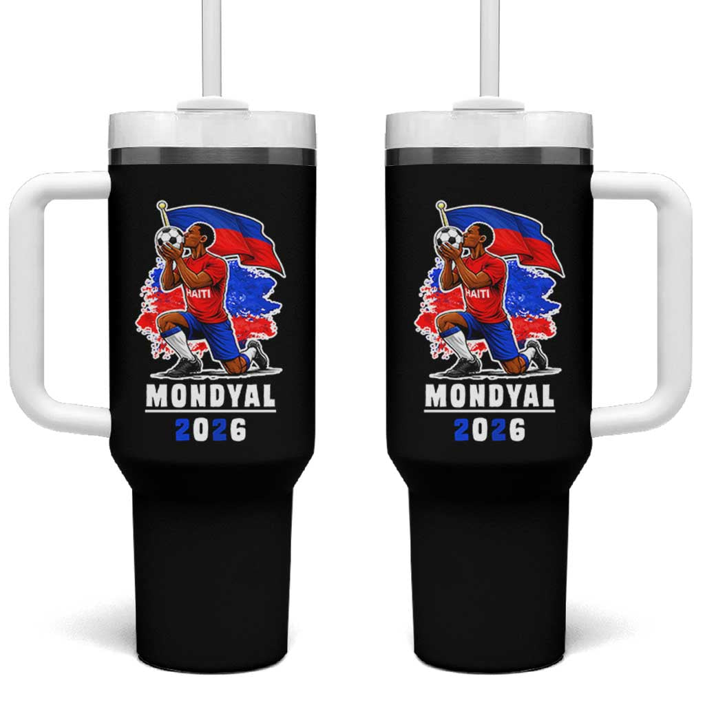 Mondyal 2026 Haiti Soccer Player Victory Celebration Graphic Tumbler With Handle Haitian Flag Football Sports Fan