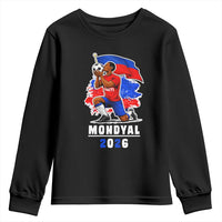Mondyal 2026 Haiti Soccer Player Victory Celebration Graphic Youth Sweatshirt Haitian Flag Football Sports Fan
