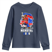 Mondyal 2026 Haiti Soccer Player Victory Celebration Graphic Youth Sweatshirt Haitian Flag Football Sports Fan
