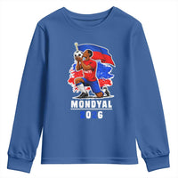 Mondyal 2026 Haiti Soccer Player Victory Celebration Graphic Youth Sweatshirt Haitian Flag Football Sports Fan