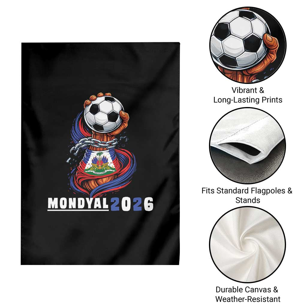 Mondyal 2026 Haiti Freedom Fist Broken Chains Soccer Graphic Garden Flag Haitian Flag Football Sports Fan