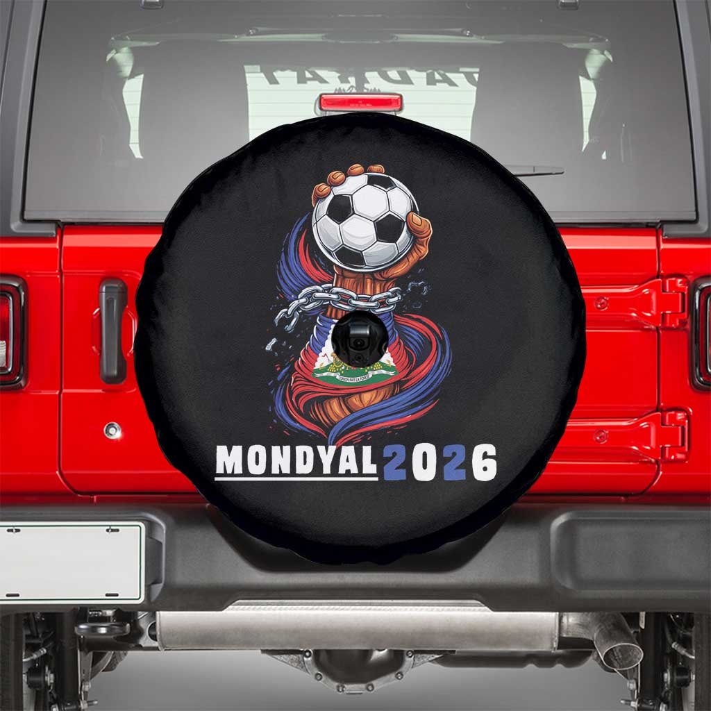 Mondyal 2026 Haiti Freedom Fist Broken Chains Soccer Graphic Spare Tire Cover Haitian Flag Football Sports Fan