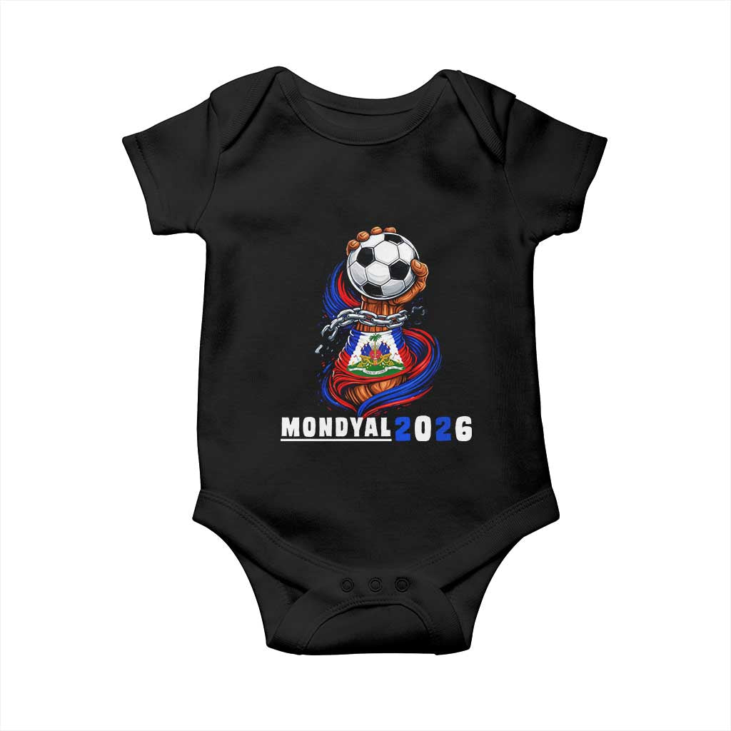 Mondyal 2026 Haiti Freedom Fist Broken Chains Soccer Graphic Baby Onesie Haitian Flag Football Sports Fan