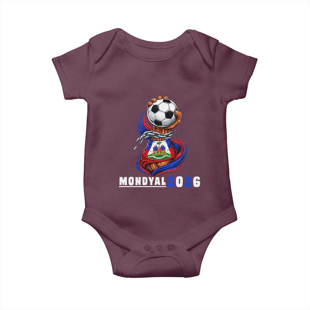 Mondyal 2026 Haiti Freedom Fist Broken Chains Soccer Graphic Baby Onesie Haitian Flag Football Sports Fan