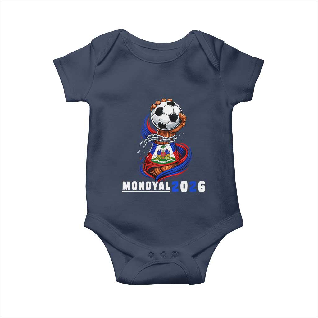 Mondyal 2026 Haiti Freedom Fist Broken Chains Soccer Graphic Baby Onesie Haitian Flag Football Sports Fan