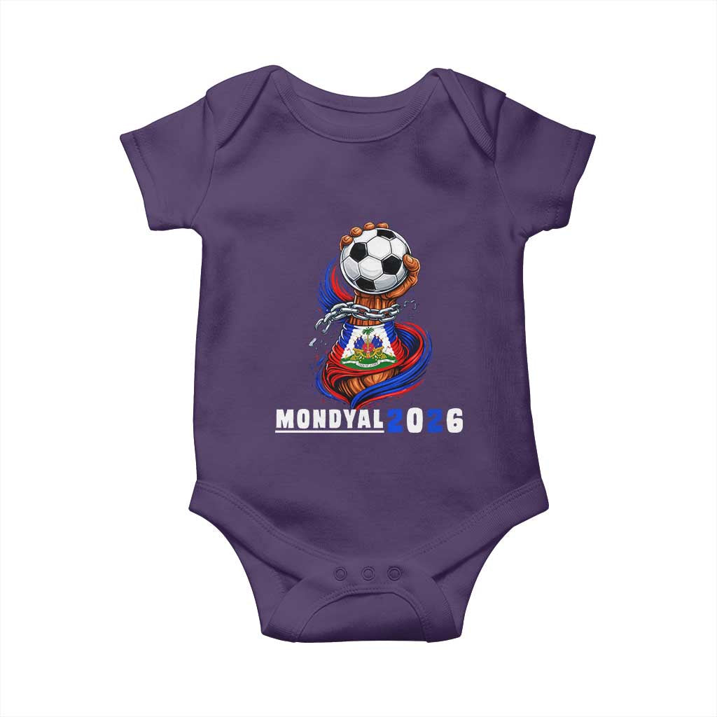 Mondyal 2026 Haiti Freedom Fist Broken Chains Soccer Graphic Baby Onesie Haitian Flag Football Sports Fan
