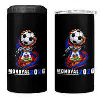 Mondyal 2026 Haiti Freedom Fist Broken Chains Soccer Graphic 4 in 1 Can Cooler Tumbler Haitian Flag Football Sports Fan