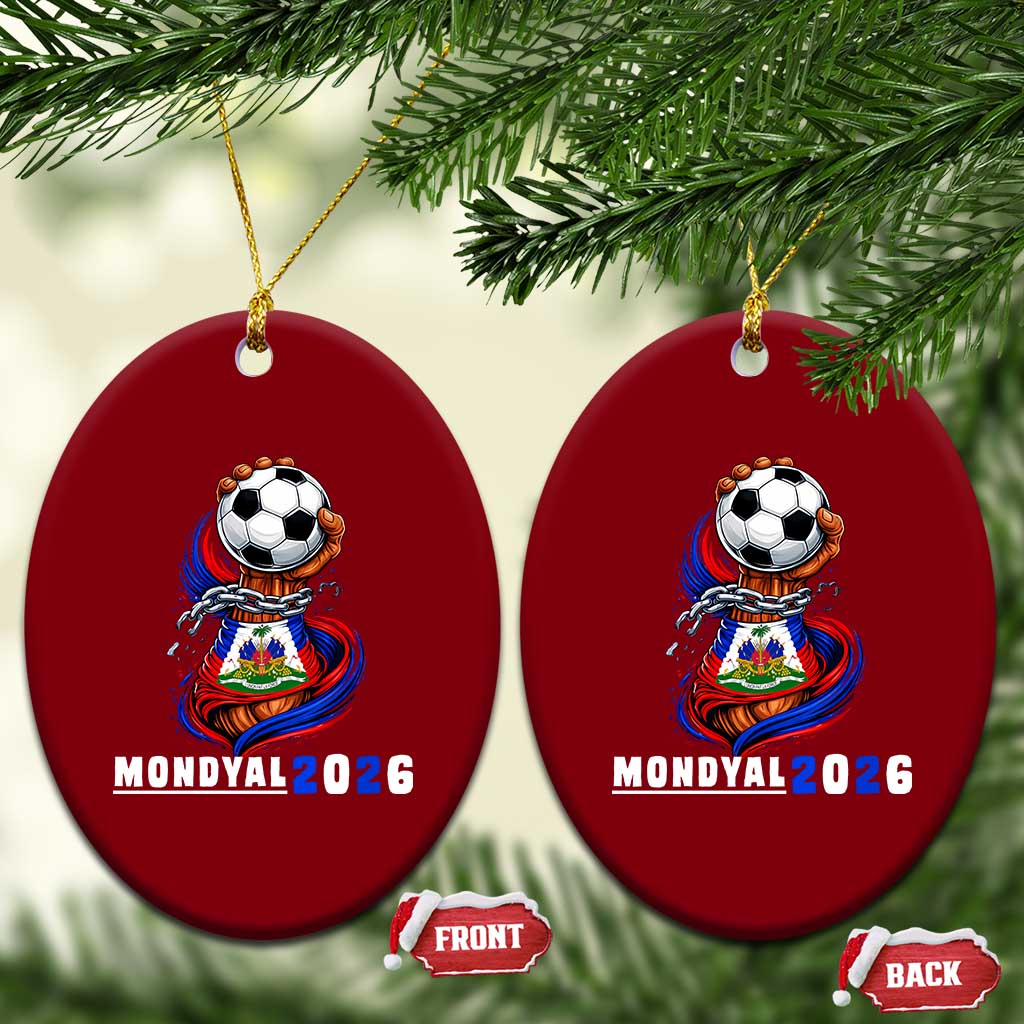 Mondyal 2026 Haiti Freedom Fist Broken Chains Soccer Graphic Ceramic Ornament Haitian Flag Football Sports Fan