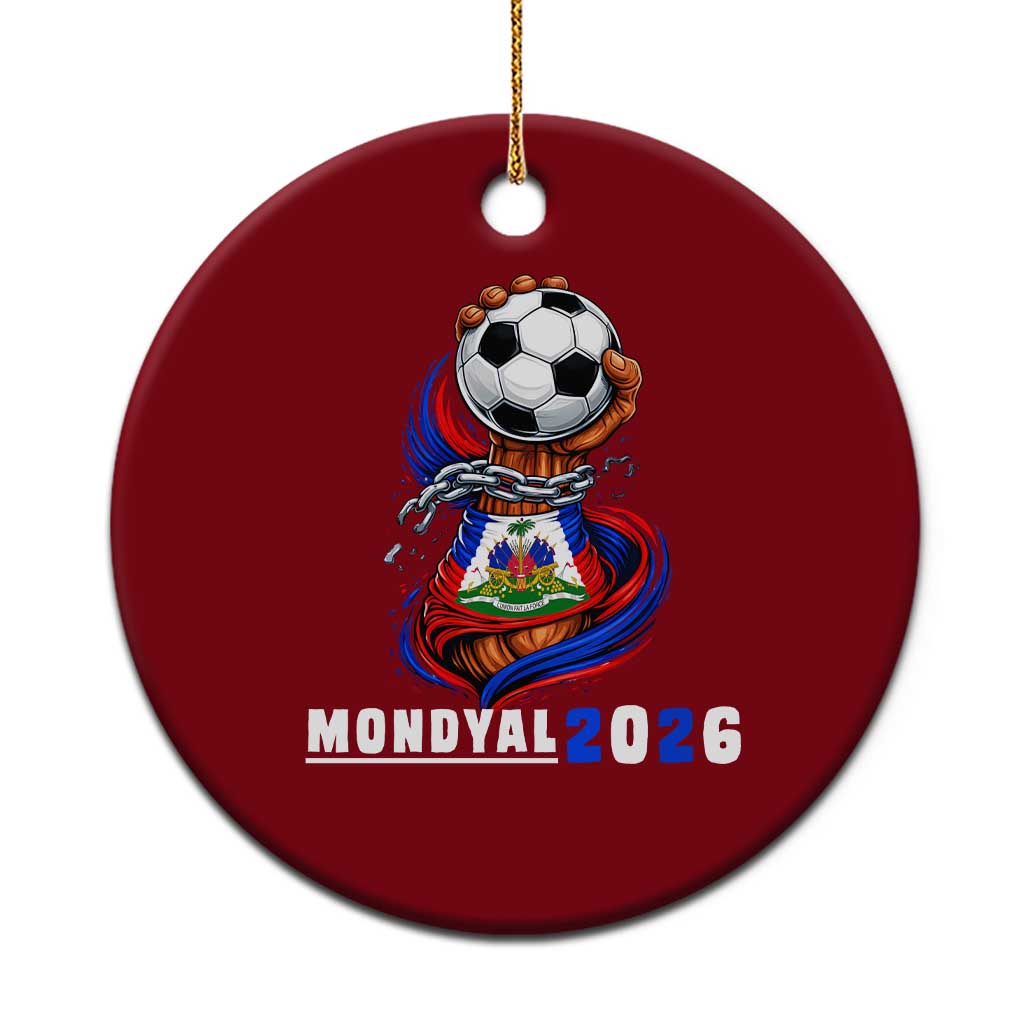 Mondyal 2026 Haiti Freedom Fist Broken Chains Soccer Graphic Ceramic Ornament Haitian Flag Football Sports Fan