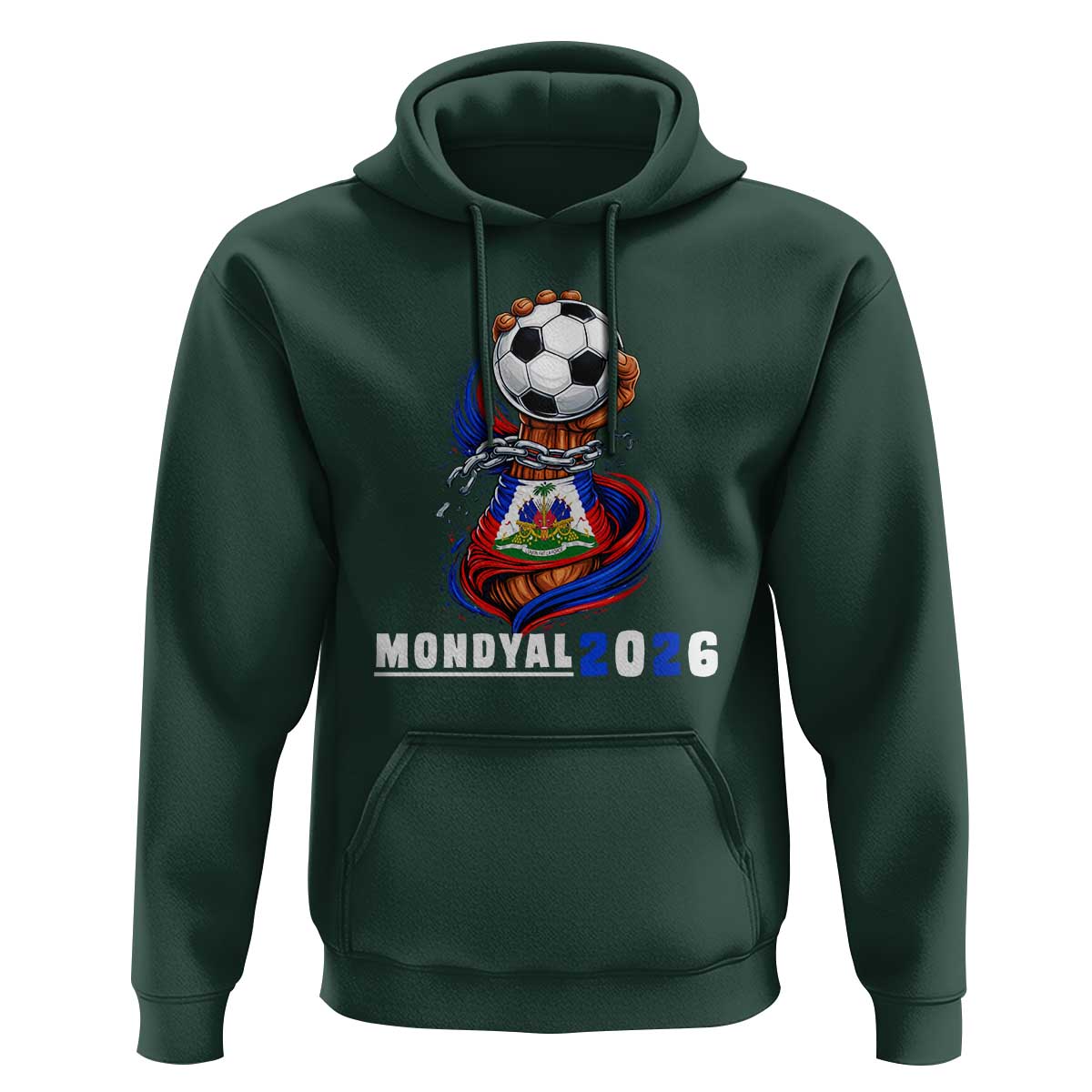 Mondyal 2026 Haiti Freedom Fist Broken Chains Soccer Graphic Hoodie Haitian Flag Football Sports Fan