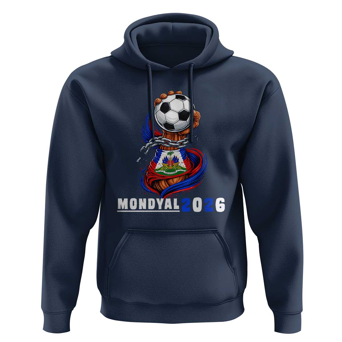 Mondyal 2026 Haiti Freedom Fist Broken Chains Soccer Graphic Hoodie Haitian Flag Football Sports Fan