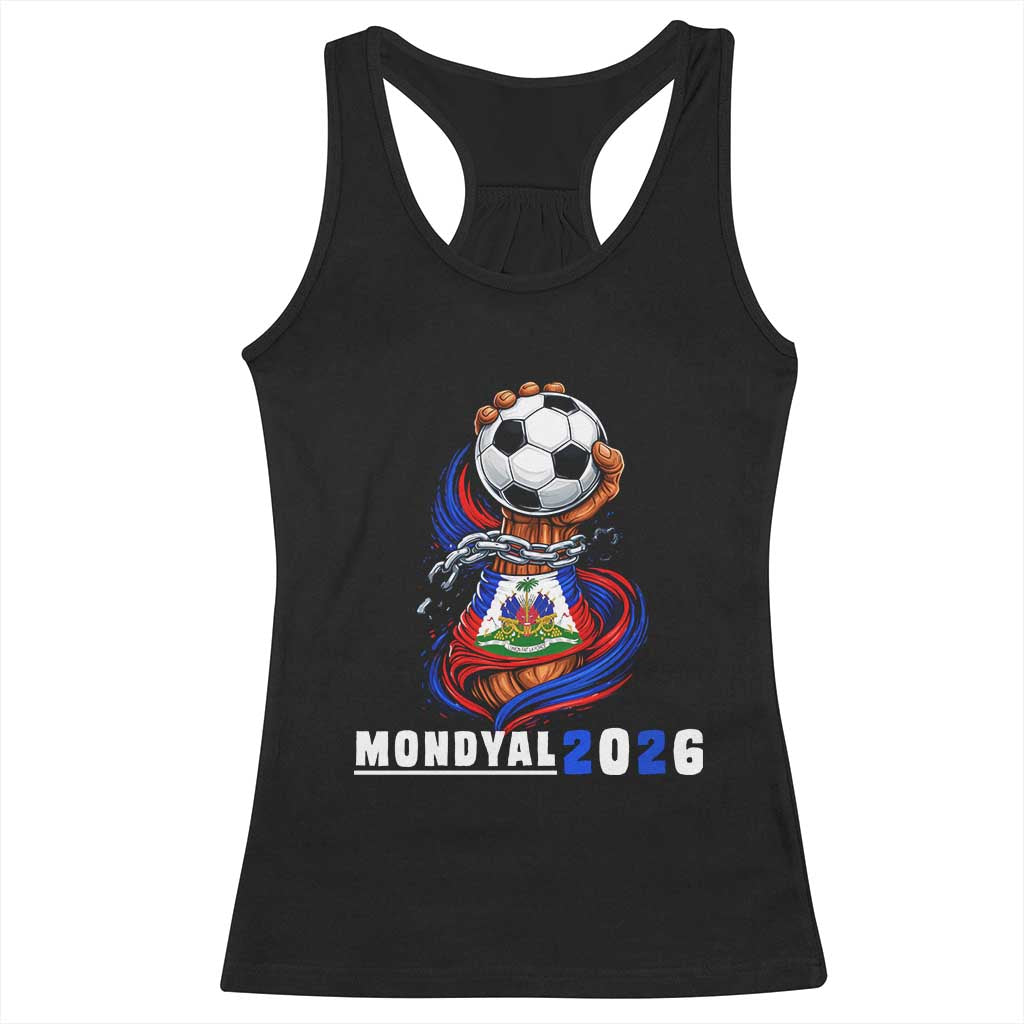 Mondyal 2026 Haiti Freedom Fist Broken Chains Soccer Graphic Racerback Tank Top Haitian Flag Football Sports Fan