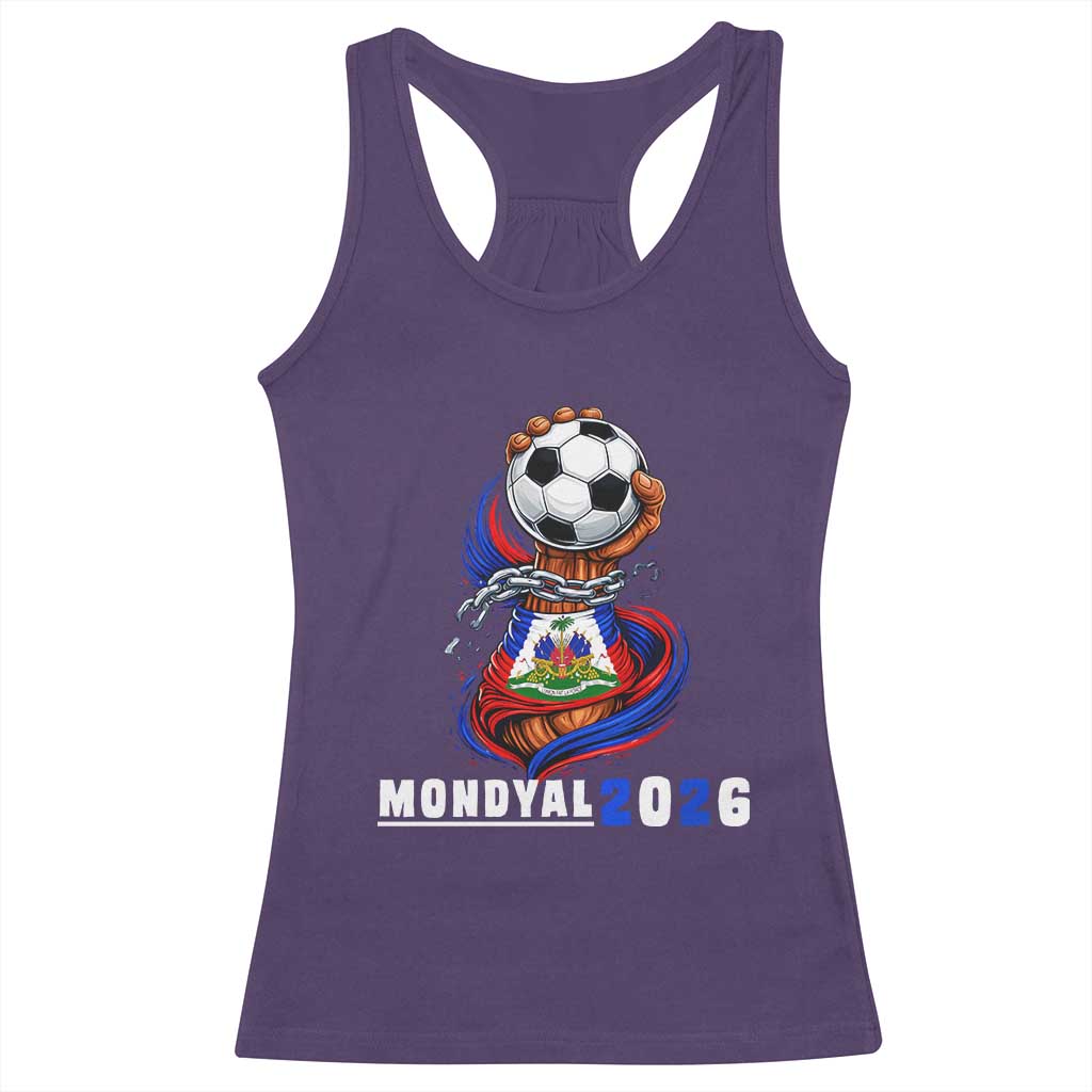 Mondyal 2026 Haiti Freedom Fist Broken Chains Soccer Graphic Racerback Tank Top Haitian Flag Football Sports Fan
