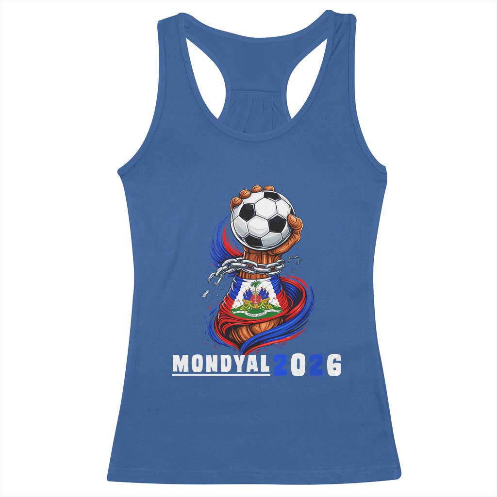 Mondyal 2026 Haiti Freedom Fist Broken Chains Soccer Graphic Racerback Tank Top Haitian Flag Football Sports Fan